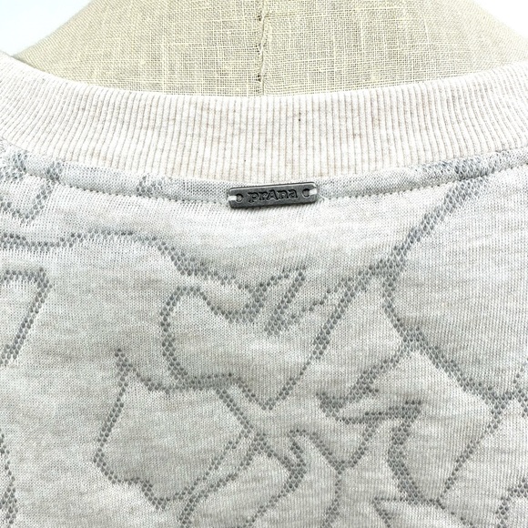 Prana Carin Cream Color Abstract Floral Quilted Pullover Crewneck Sweatshirt - Picture 3 of 4